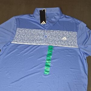 Adidas Men's Light Blue Patterned Polo Shirt